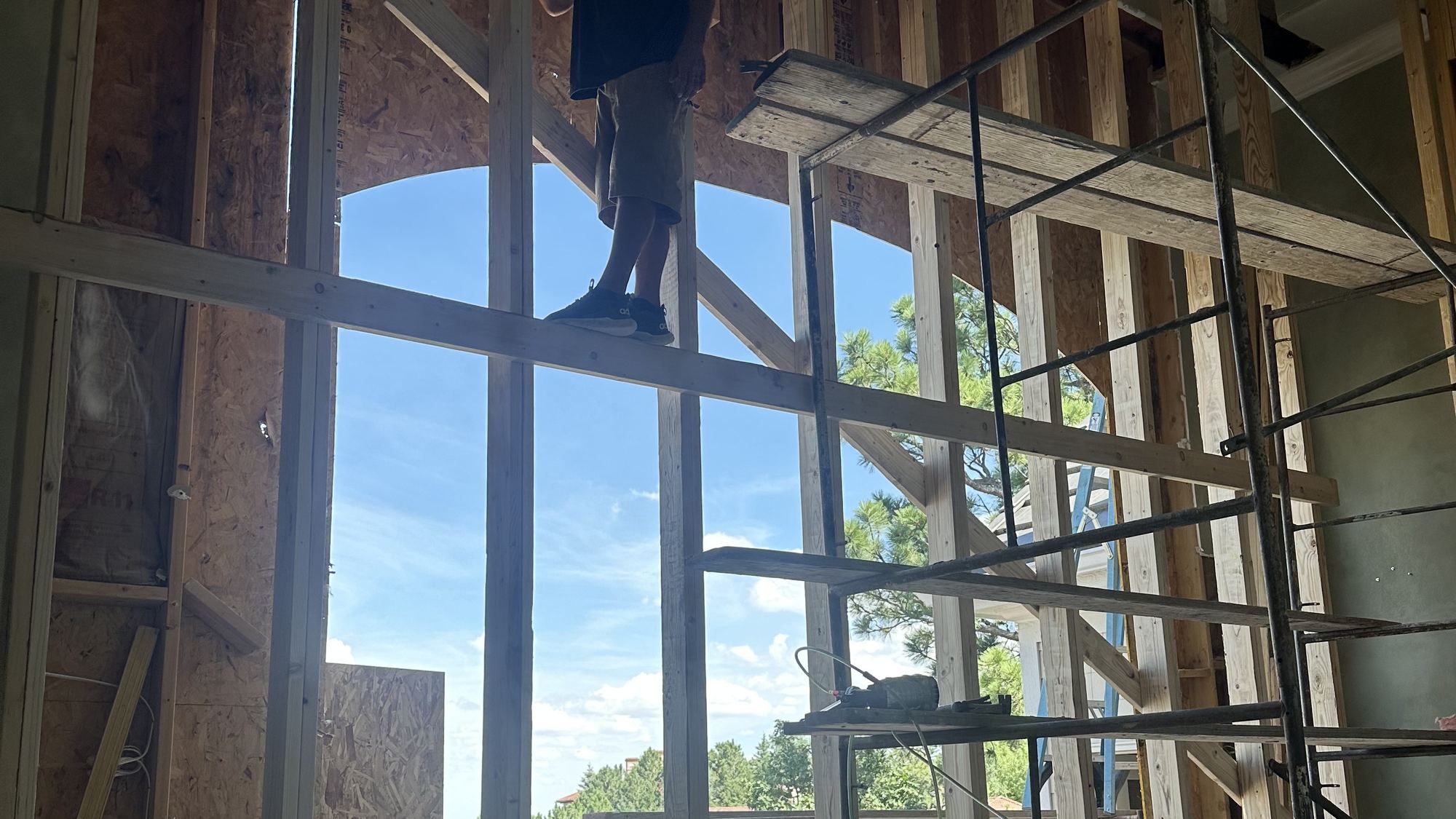 Large framed opening ready for glass